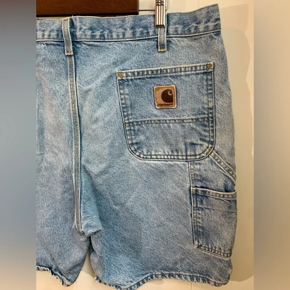 Vintage Carhartt Men's Blue‎ Denim Carpenter Shorts Size 40